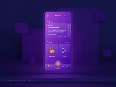 Mine Pi - App Redesign pt. 1 3d app blockchain clean cryptocurrency design flat futuristic ui glassmorphism illustration interface minepi mining mobile purple redesign redesign concept ui ux web