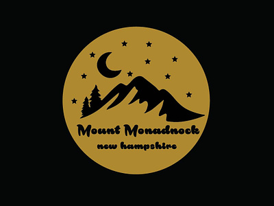 Mount Monadnock Sticker adobeillustator art college contrast graphicdesign hippie illustrator keene monadnock moon mountains mountmonadnock newengland newhampshire promo sticker sticker design stickerdesign