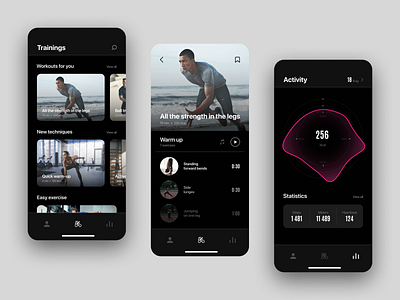 Fitness (Mobile app) activities app dynamic gym health iphone x mobile app nike sports sports design trainings ui warm up workout
