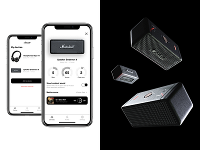 Marshall mobile app 3d 3d art app application blender branding design headphones marshall mobile octane render speaker ui user experience ux
