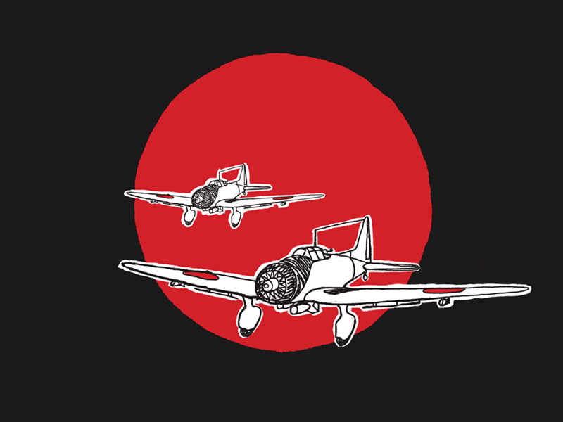Val continuous line airplane wwii japan val d3a