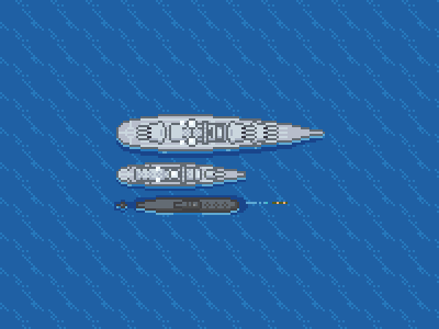 Naval Battle Sprites pixel art ship sprites submarine torpedo