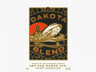 Dakota Blend Label aircraft coffee coffee label lock up lockup lockups packaging