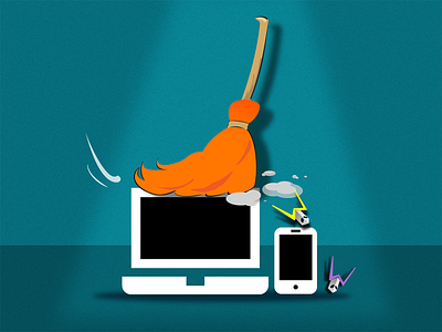 Computer Spring Cleaning Illustration card clean cleaning illustration malware minimal poster