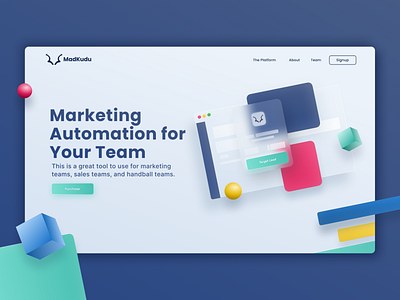 Branding Exploration 3D | MadKudu branding design landing page minimal saas website