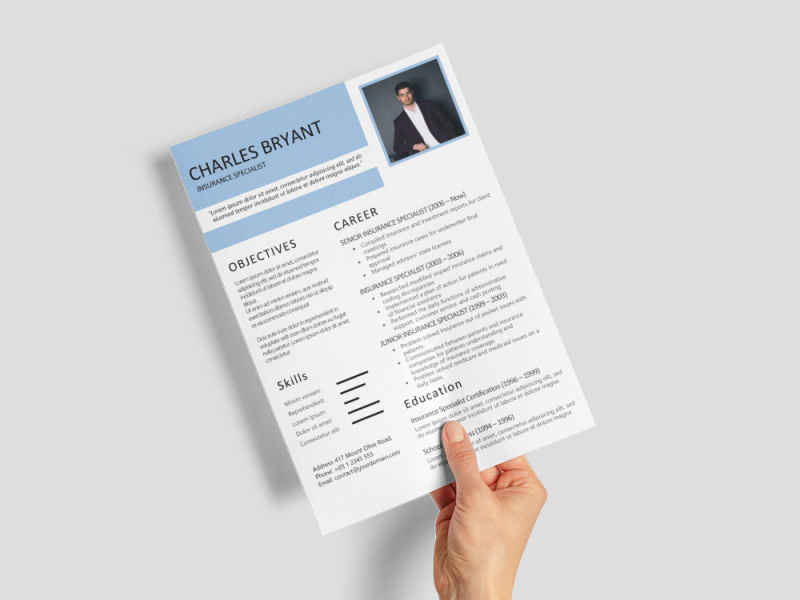 Free Insurance Specialist Resume Template By James Han On Dribbble