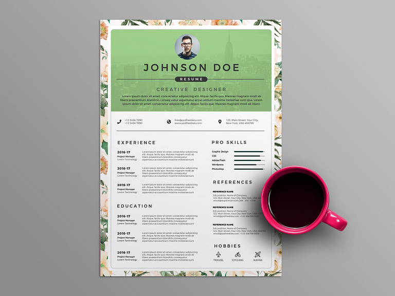 Free Floral CV/Resume Template by James Han on Dribbble Free Floral CV/Resume Template by James Han on Dribbble