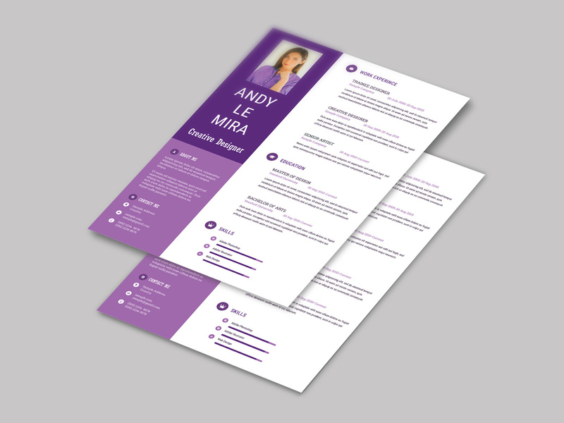 Free Purple CV Template by James Han on Dribbble