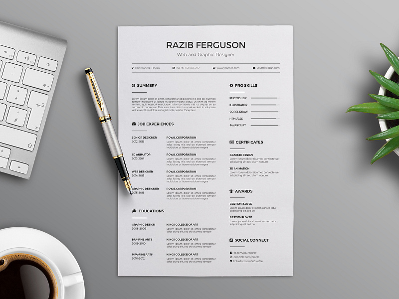 Free Minimalist Cv designs, themes, templates and downloadable graphic elements on Dribbble