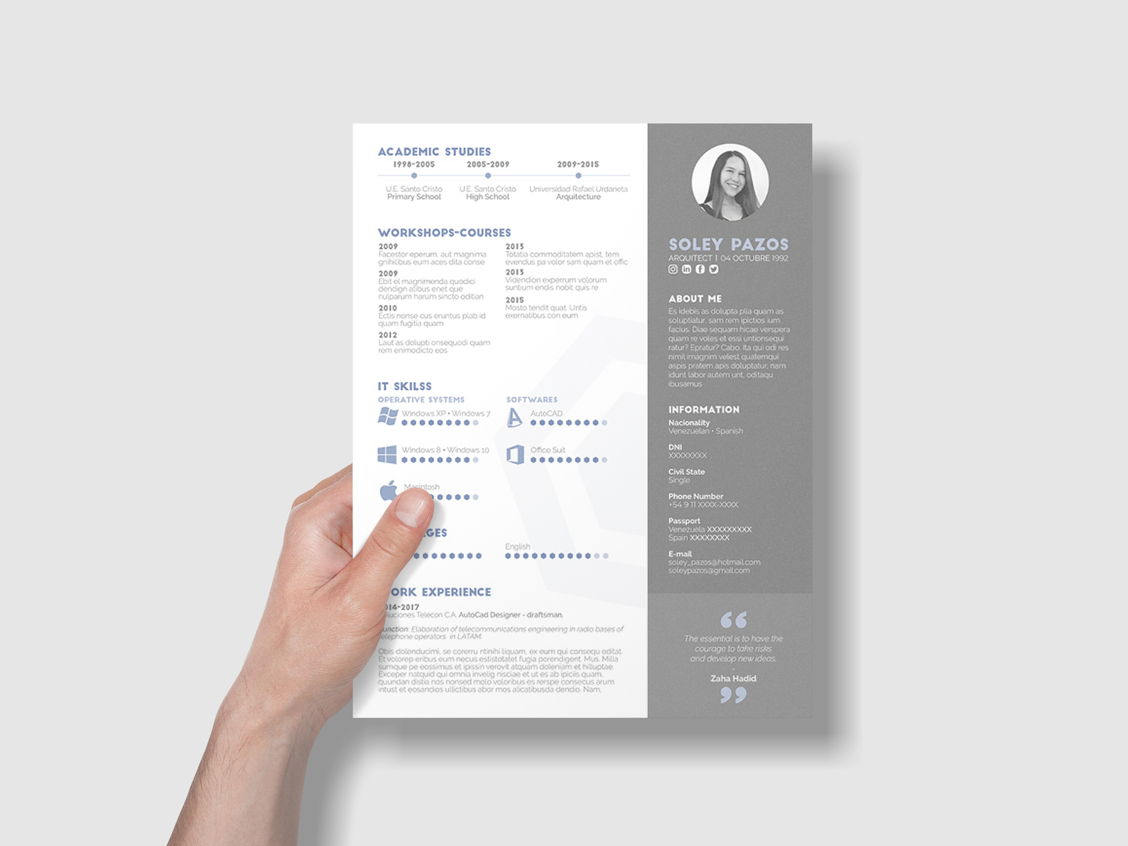 Free Architecture Resume Template by James Han on Dribbble