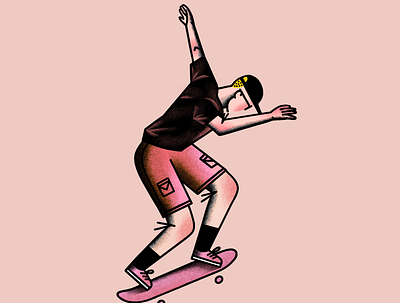 he was a skater boy illustration ipadpro scene skateboard skater texture vector