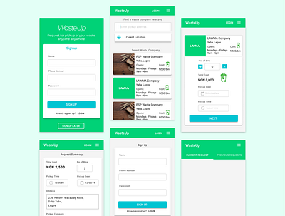 WasteUp - request for waste pickup from waste companies near you environment recycling ui ux waste management