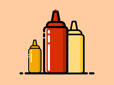 Sauces affinitydesigner flat food icon illustration ketchup mayonnaise mustard sauces vector