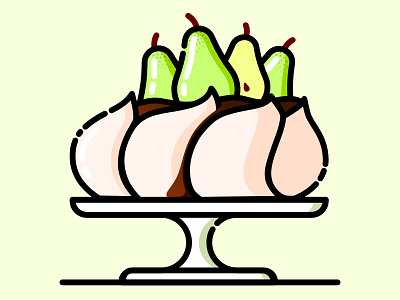 Pavlova affinitydesigner cake chocolate flat food icon illustration pavlova pear vector