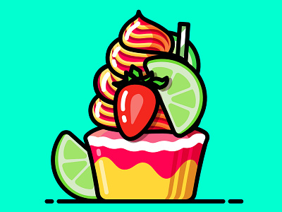 Cupcake affinitydesigner cupcake flat food icon illustration lemon pink strawberry vector