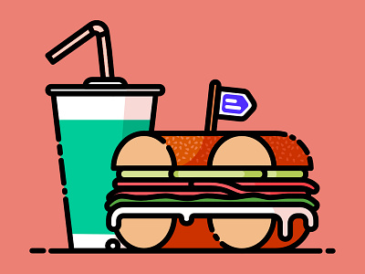 Bagel affinitydesigner bagel contour flat food icon illustration soda stroke stroke illustration vector