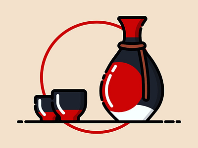 Sake affinity designer drink flat icon illustration sake stroke stroke illustration vector