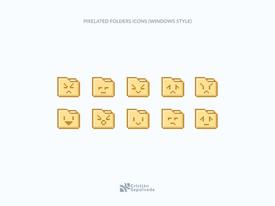 Windows pixel folder icons 2d design icon icon artwork icons pack icons set illustration kawaii pixel art vector