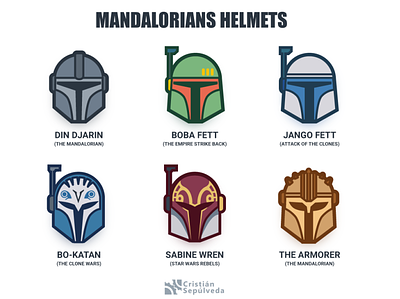 Mandalorians helmets 2d icon icon artwork illustration mandalorian starwars themandalorian vector
