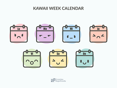 Abstract Kawaii Calendar Icons 2d design icon icon artwork icons pack icons set illustration kawaii vector