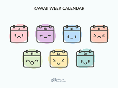 Abstract Kawaii Calendar Icons