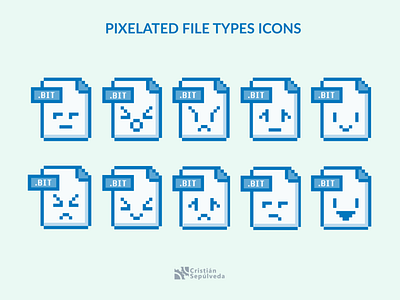 Pixelated Filetypes Icons 2d design icon icon artwork icons pack icons set illustration kawaii pixel art vector