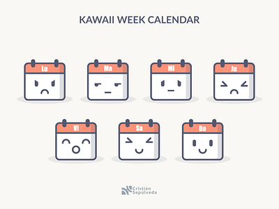 Kawaii Calendar V1 2d design icon icon artwork icons pack icons set illustration kawaii vector