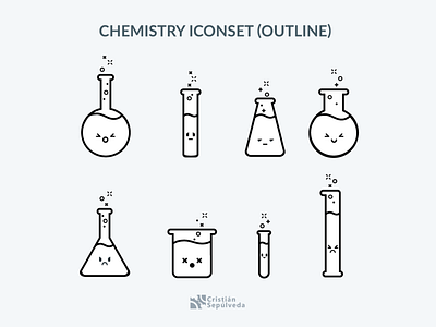 Icon Chemistry Outline 2d bottles chemistry design icon icon artwork icons pack icons set illustration kawaii vector