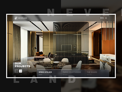 Neverland architecture website architecture design flat home landing page real estate ui