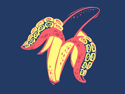 That's bananas banana digital illustration illustration octopus procreate tenctacle