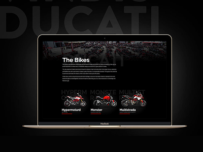 Vindis Ducati Motorbikes - Website design events graphic design motorbikes ui ux web webdesign