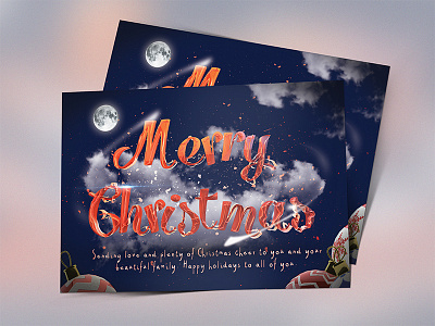 Merry Christmas Card card celebration christmas postcard moon post card ribbon sharp typography winter holidays xmas