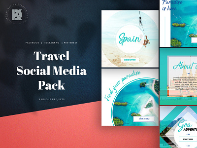 Travel Social Media Pack agency banner blog business elegant facebook instagram journey kahuna pack pinterest plane ship shop studio thailand travel trendy vietnam