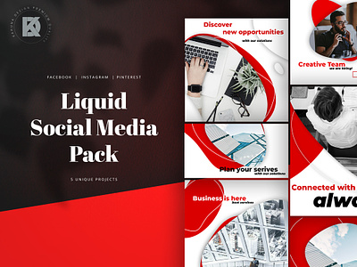 Liquid Social Media Pack branding business delicate drop elegant facebook instagram job liquid media offer oval photoshop pinterest proposal social standard water work