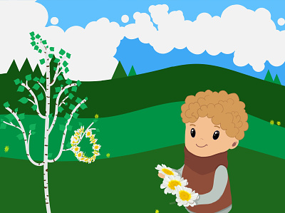 Children-flower animation character children flower illustration венок