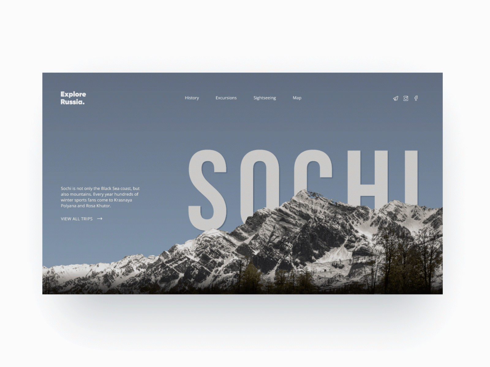 Sochi. Daily UI animation design gif landing landing page motion graphics sochi ui web website