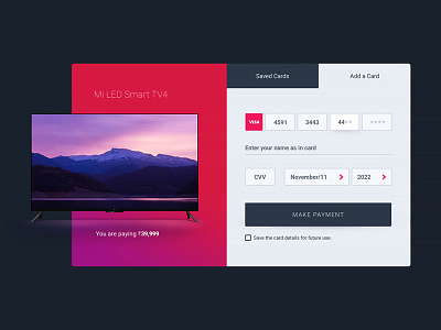 DailyUI#002 Credit Card Checkout credit card mitv ui