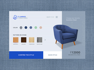 DailyUI#007 Online Furniture Store Customization Settings