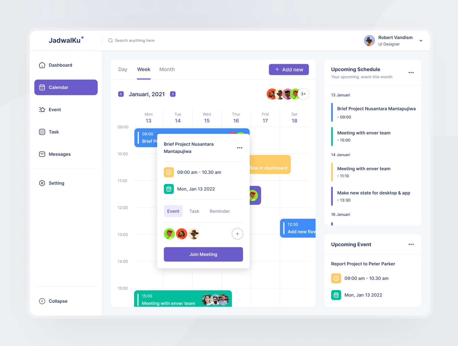 JadwalKu - Calendar Dashboard by Fauzan Ardhiansyah for Enver Studio on ...