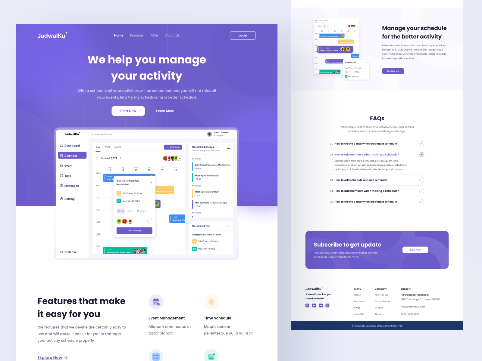 Jadwalku - Landing Page by Fauzan Ardhiansyah for Enver Studio on Dribbble