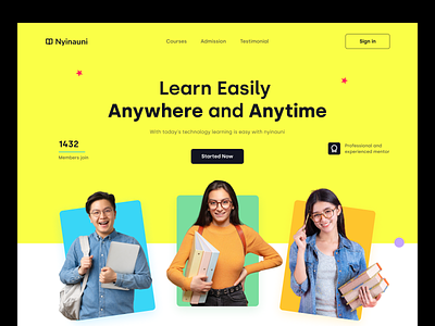 Nyinauni - E-Learning Hero Section clean design e learning exploration header hero herosection landing page learning skill student teacher teaching ui uiux upskill