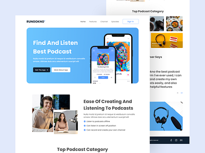 Rungokno - Podcast Landing Page clean design exploration inspiration landing page mobileapp podcast podcaster ui uidesign uiux website websiteapp