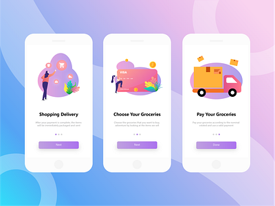 Online Shop On Mobile clean design gradient header icon illustration landing page typography ui uiux ux vector website