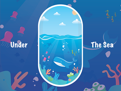 Under The Sea Illustration clean design gradient header icon illustration isometric landing page ui under the sea under water vector