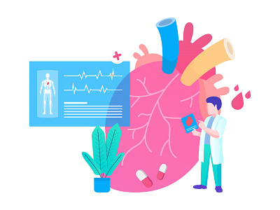 Heart Checkup Illustration checkup clean design exploration gradient heart heart checkup heart illustration illustration vector