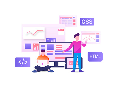 Web Development Illustration design exploration header hero illustration landing page ui vector