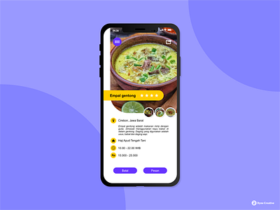 App screen design for traditional food from Indonesia animation app application beef design display empal gentong food food food and beverage handphone illustration indonesian indonesian food logo screen app traditional food ui ui ux ux vector