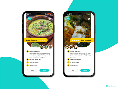 App screen design for Indonesian traditional food animation app application beef branding design display empal gentong food flat food food and beverage handphone icon illustration indonesian indonesian food typography ui ux vector