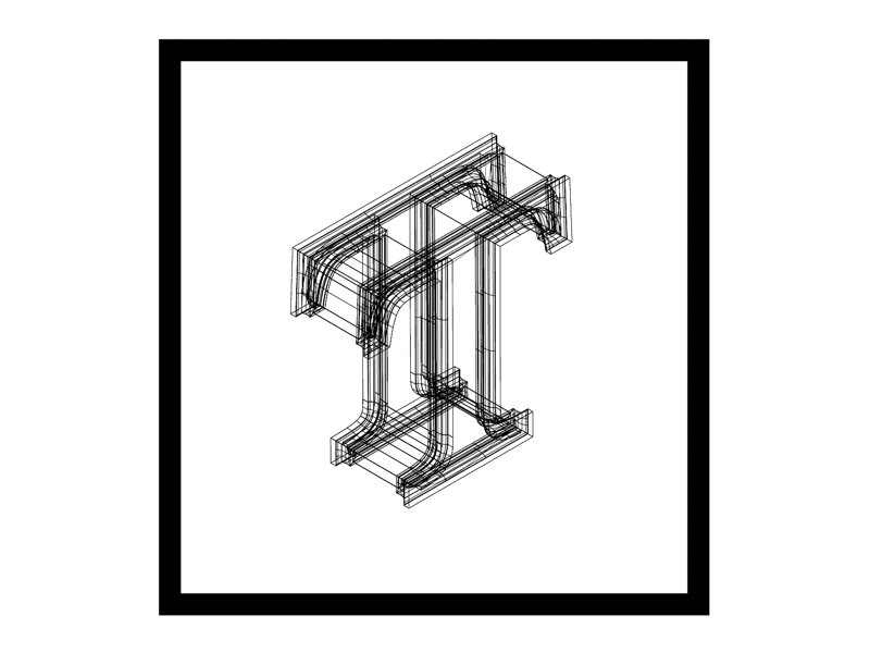 T wireframe 3d letters type typography