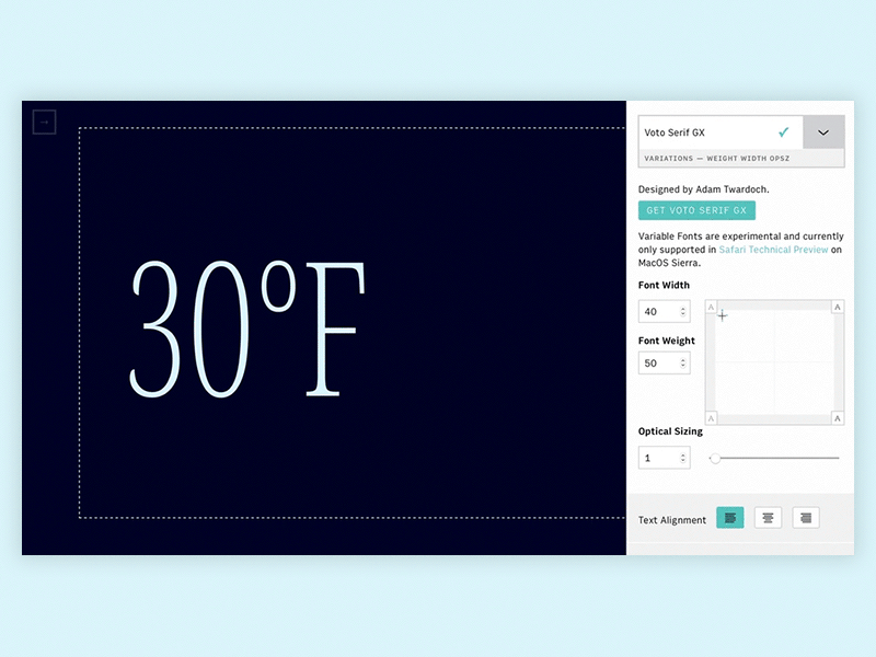 3-axis Variable Font UI variable fonts design tools text web design responsive design ui typography type